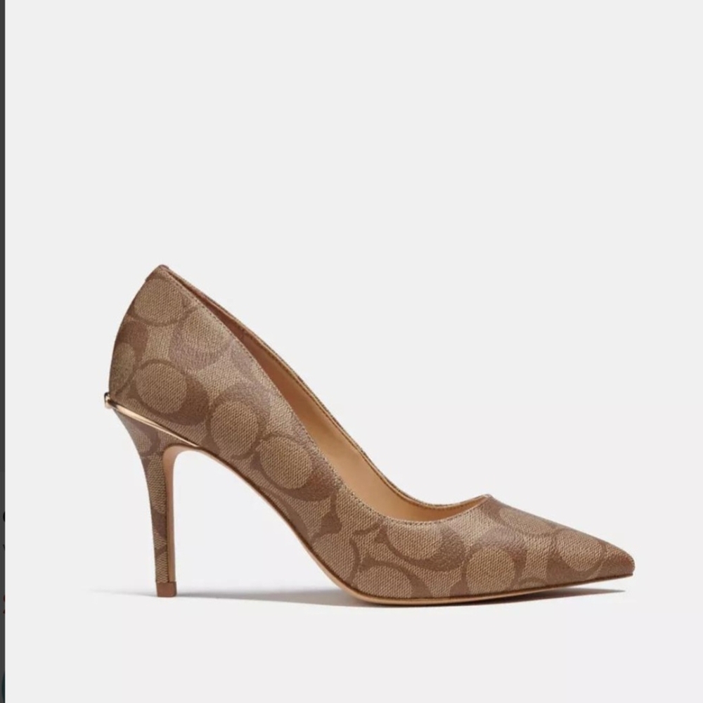 Coach Brown Monogram Heels with Pointed Toe